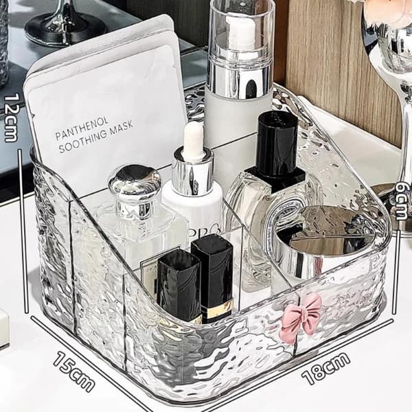 Klar Glacier Ripple Makeup Organizer Med Opdelte Rum A7