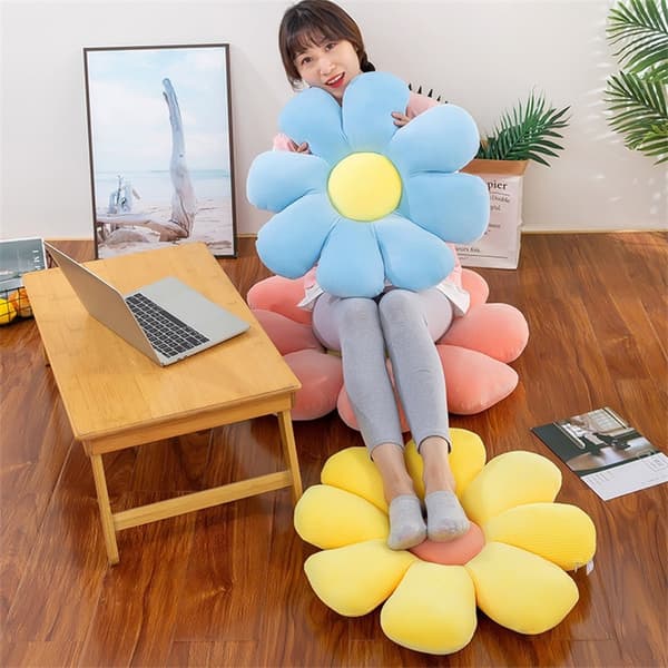 Daisy Cushion Pude Fyldt Sofa Kastestolspude e Sun Flo Blue/32CM