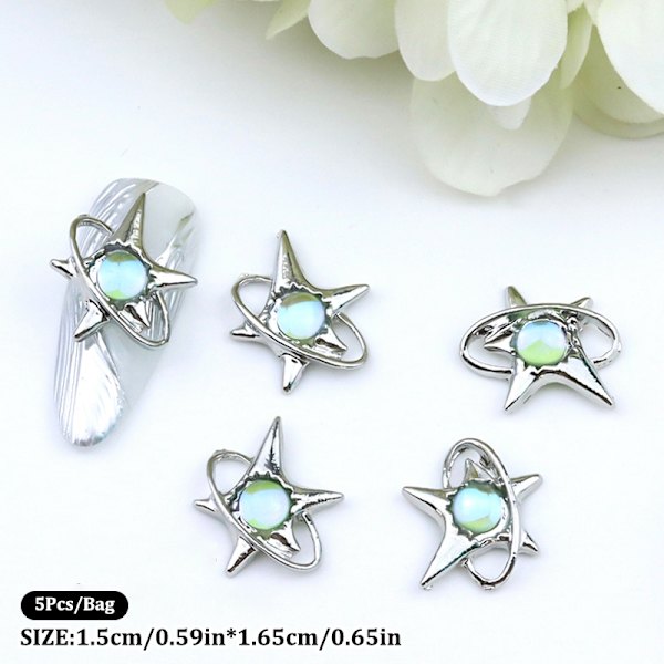 5 Stk Nail Diamond Nail Art Decor Flash Mermaid Bead Diamond Sta A5