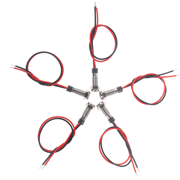 P67 Vandtæt 6 mm LED-advarselslampe i metal 1(Red 3-6V)