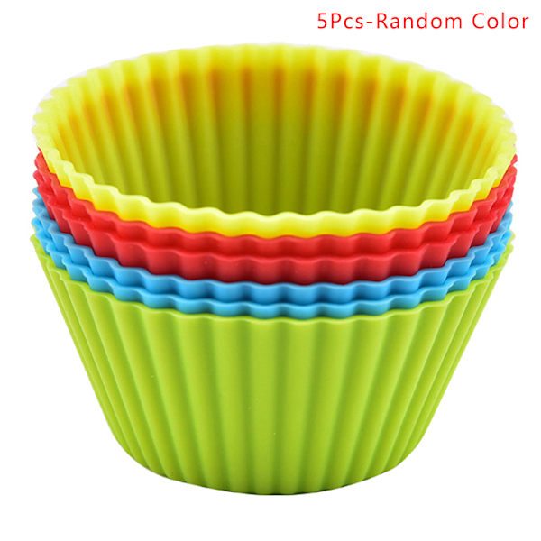 5 kpl pyöreitä silikonimuotteja, muffinivuokia, leivontaan, kekseille, munille 5Pcs-Random Color