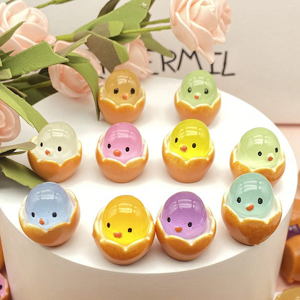 20 stk påskeegg skall kylling mikro landskap dekorasjoner glødende 20PCS