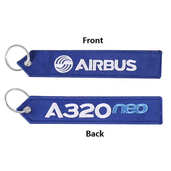 Airbus Nøglering Telefonstropper Broderi A320 Aviation Nøglering LIGHT BLUE