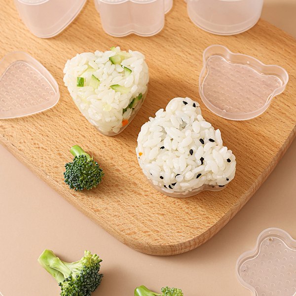 e White 3 Grid Sushi Form Bento Rice Ball Sushi Tool Set Seawee A