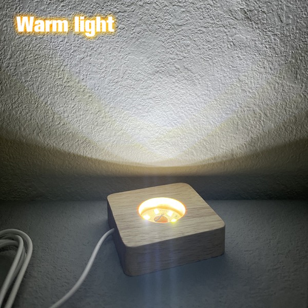 Træ LED lys Display Base Krystalglas Resin Art Ornament Warm light 639a |  Warm light | Fyndiq
