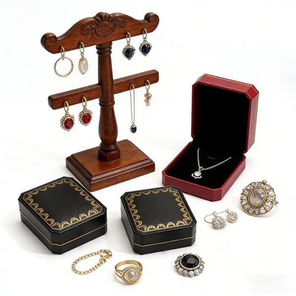 Halsband Display Box Sammet Foder Elegant Hänge Förvaringsfodral C Red