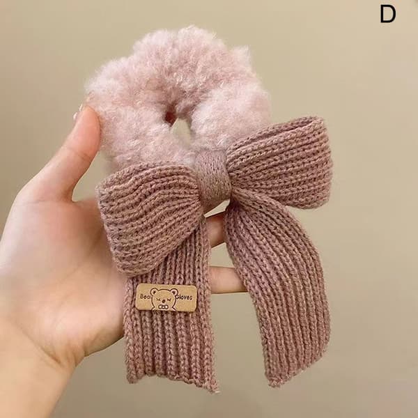 Nya Scrunchie Kvinnor Varmt Hår Scrunchies Vinterstickade hårslipsar D
