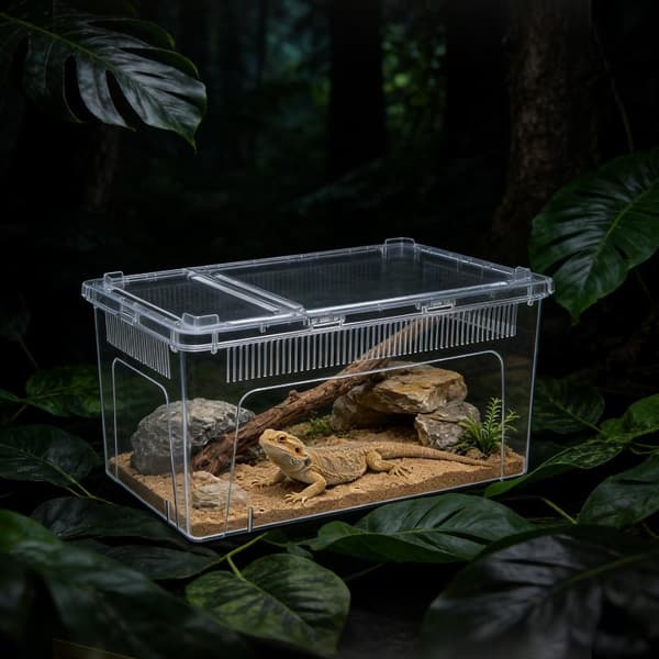 Klar Plast Reptil Terrarium Ventilerad Uppfödningslåda För Ödlor A2