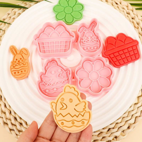 1/4 stk påske kjeksform plast kanin egg cookie kutter stempel 4Pcs