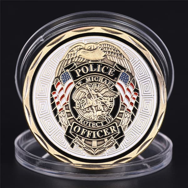 Michael Politibetjent Badge Patron Saint Commemorative Challen Bronze