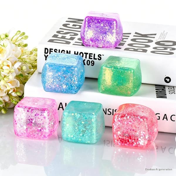 Glitter isterning Fidget Legetøj Blød Langsom Rebound Farverig Glimmer A2