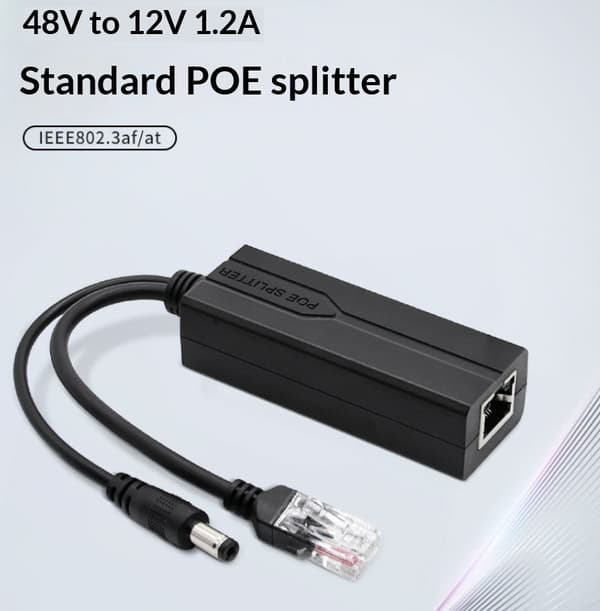 Deler POE 48V til 12V IEEE 802.3af POE Splitter Adapter til Se