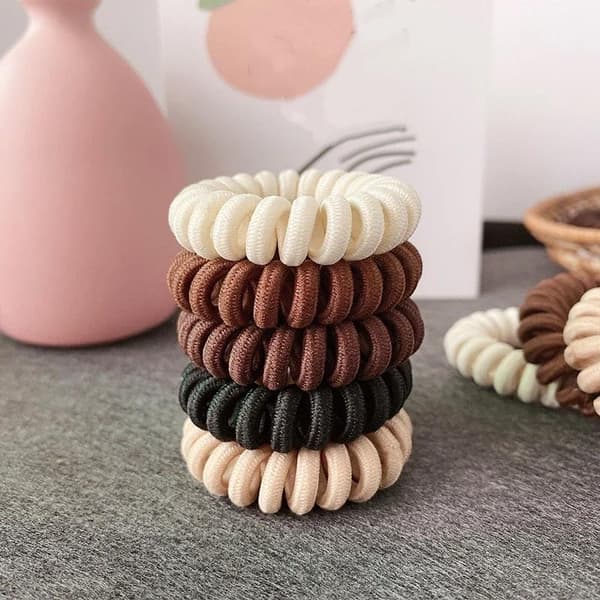 1 stk. spiralhårelastikker uden krølledesign til daglig styling Coffee