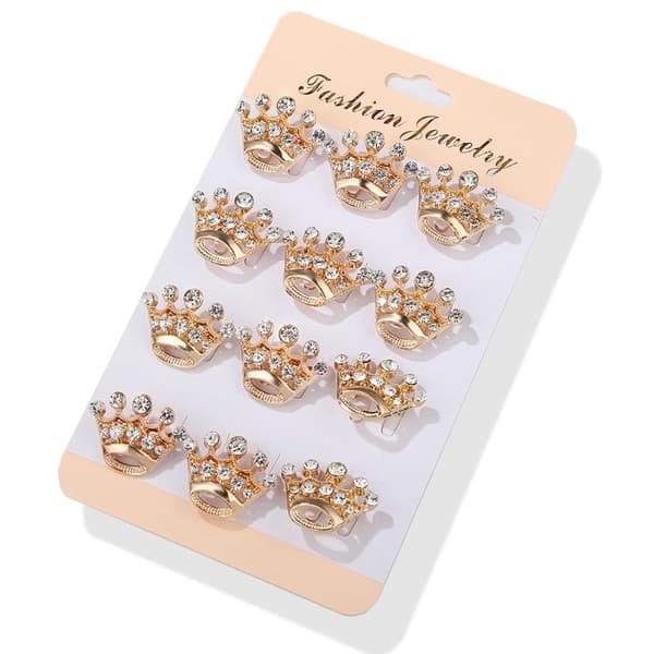 12 STK Mini Rhinsten Krone Broche Lille Krystal Reversnål Bryllup A2
