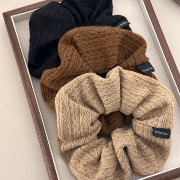 Mote strikket ull Scrunchie Elastisk hårtau hårtilbehør Light brown