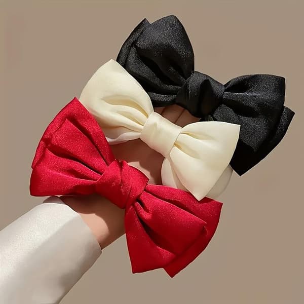 Fransk sløyfe scrunchie elastisk hårstrikk elegant sateng hårstrikk Red