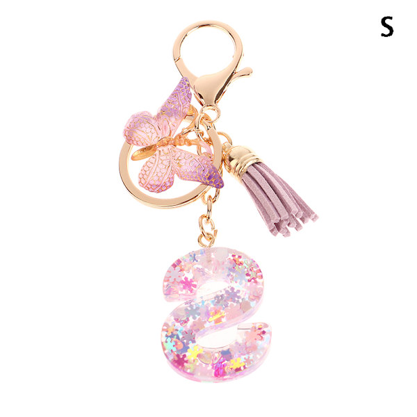 1 kpl A-Z Letters avaimenperä naisille Tupsu Butterfly Pendant Ini S