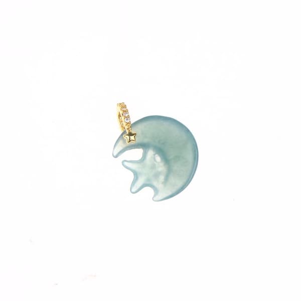 Jade Måne Blomst Charms Forgyldte Krystal Perle Vedhæng A1