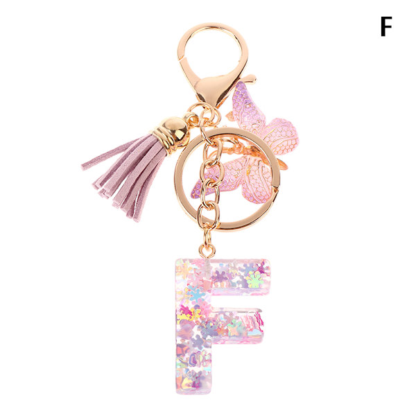 1 kpl A-Z Letters avaimenperä naisille Tupsu Butterfly Pendant Ini F