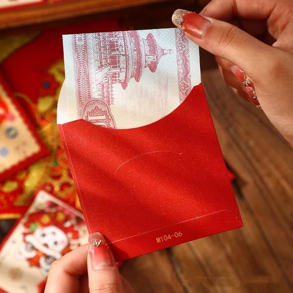 6 st papper 2026 Hästens år rött kuvert mini tecknad lyckopengar A3