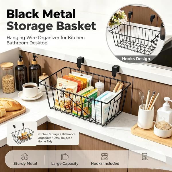 Gitteropbevaringskurve med kroge Black