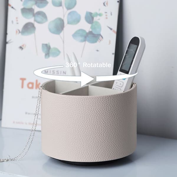 Nordisk stil Yike Roterende Desktop Læder Opbevaringsboks Makeup B White