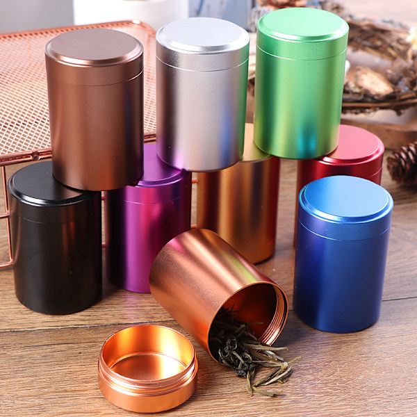 Mini Metal Box Opbevaring Aluminium Te Dåse Rejse Bærbar Krukke Sug Blue