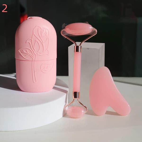 Silikone Ansigtsisrullemåtte Ansigtsmassager & Gua Sha Rulle Pink 2