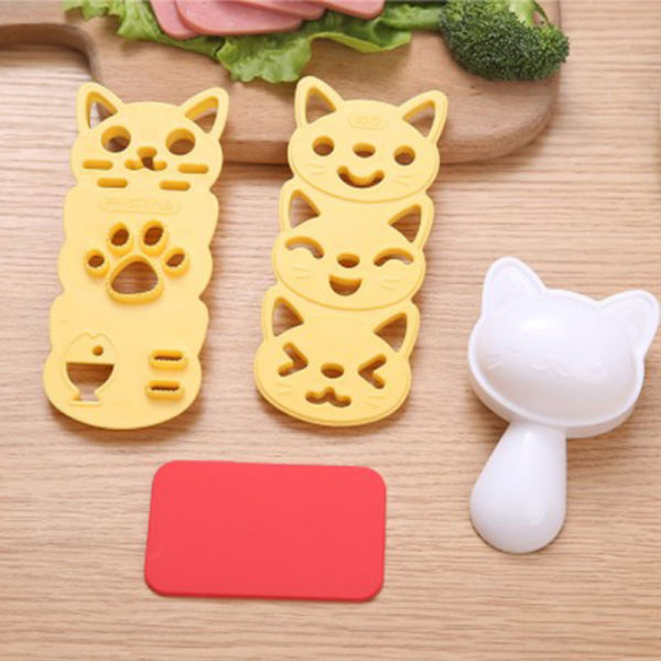 1 sett e Smile Cat Sushi Risform Dekor ter Sandwich DIY-verktøy