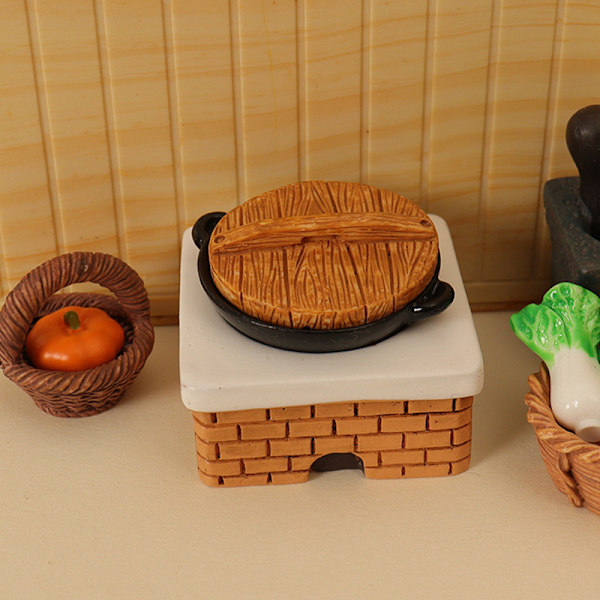 1/12 Dollhouse Simulering Köks Spis & Pot Dollhouse Mini Ve A1