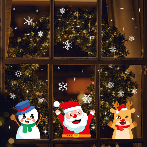 Christmas Window Stickers Santa Claus DIY Wall Decal 2023 Ornam A-3pcs