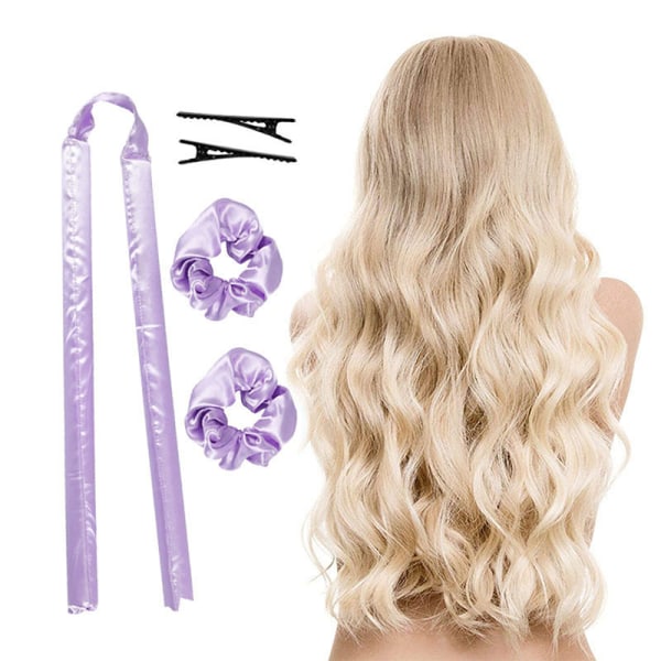 Gjenbrukbart varmefri krøllestang Curler pannebånd med krøllete hårbånd Purple