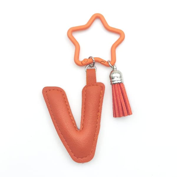 Kawaii Star Nyckelring Tofs Läder A-Ö Initial Väskberlocker Dam V