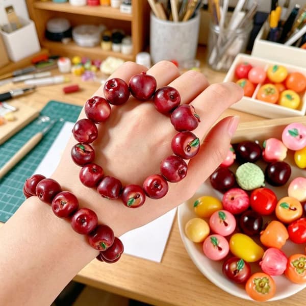 10 st verklighetstrogna miniatyr 3D fruktformade harts pärlor för DIY Br A8