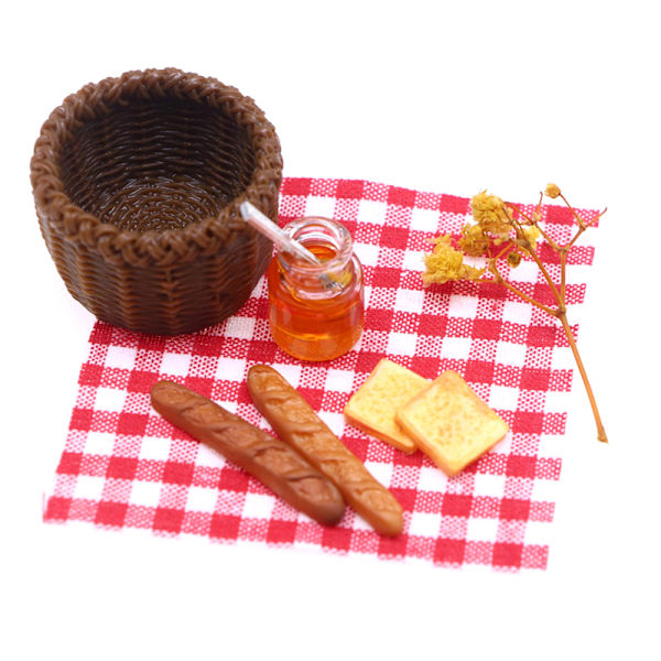 1/12 Nukkekodin simulaatioleipä Hunaja Picnic Basket Set Dollhou