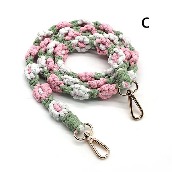 Uusi kukkapunos avaimenperä Lanyard Käsin kudottu matkapuhelin Cha C