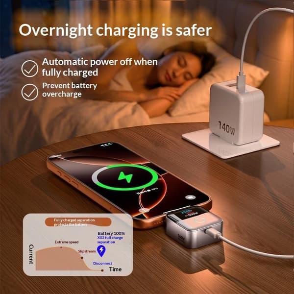 Erotin Smart Auto Power Off -puhelimen latausdatakaapeli ylilataus Silver