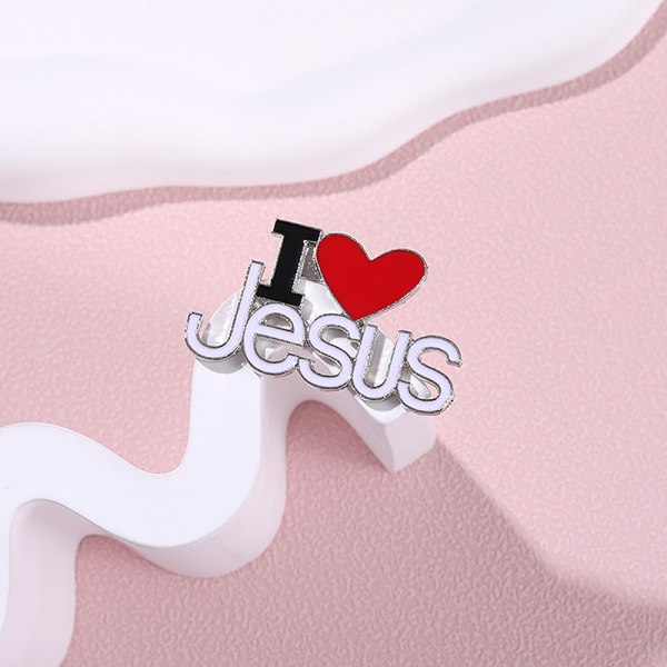 Trendy Brocher Pins I LOVE JESUS Saint Christ Metal Badge Lape