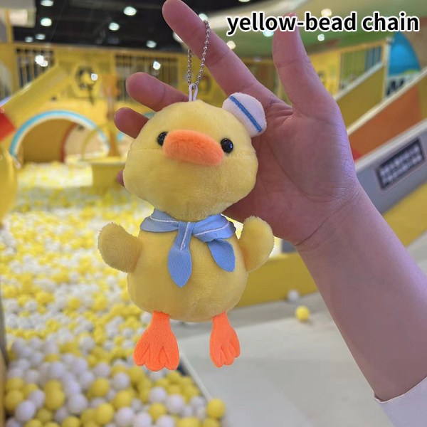 Fluffy Plush Ball nøkkelring Little Yellow Duck Handbag Pendant K A4