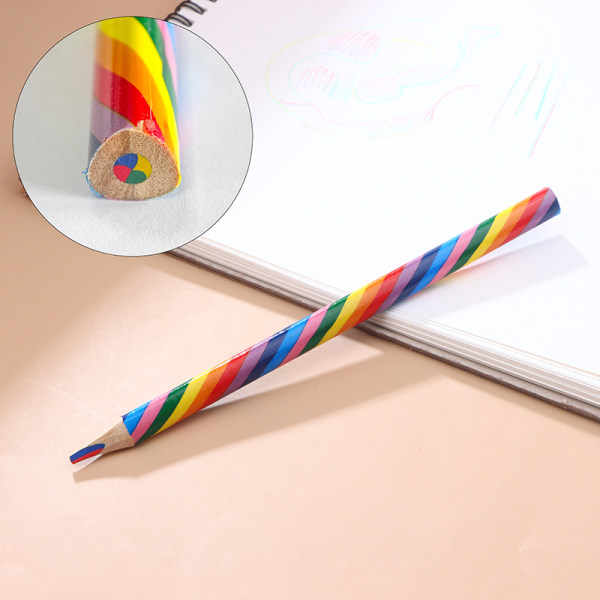 3stk/sett Kawaii Rainbow Pencil 4 Colors Concentric Gradient Cra A1