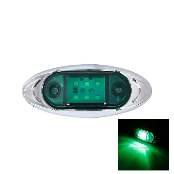 12V 24V Auto 6LED Signallys Sidemarkør Tilhenger Signallampe Green