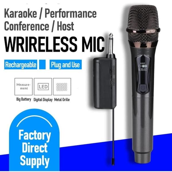 Trådlös mikrofon 2 kanaler UHF professionell handhållen mikrofon B