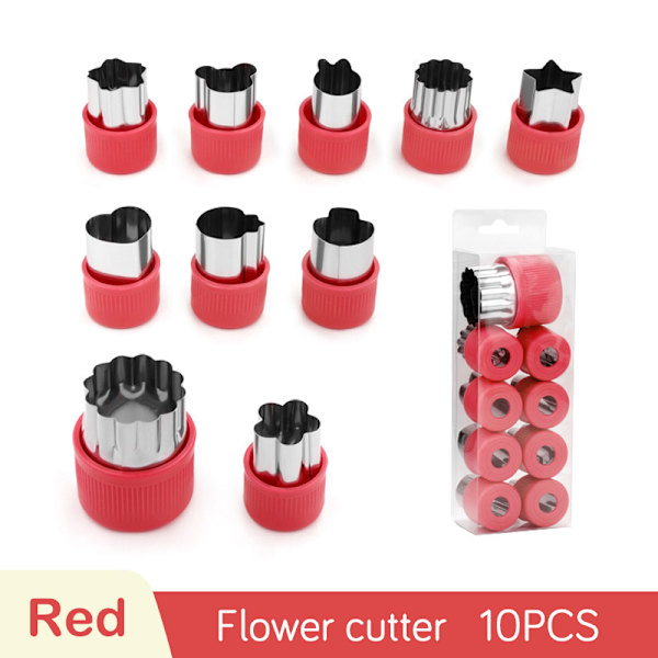 Grönsaksfrukt ter Rostfritt stål Blommor Tecknad Form Form 10pcs-Red