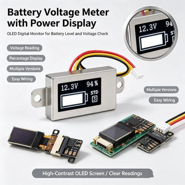 1 stk DC 0-30V ultratynd digital voltmeter og batterimåler 0,5- A