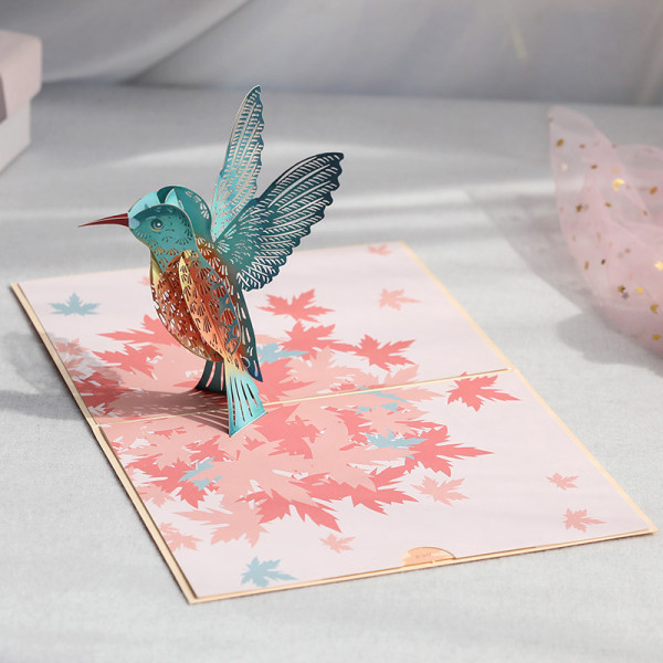 3D Hummingbird Bird Tervehdys Sinua ajatteleva kortti syntymäpäiväksi