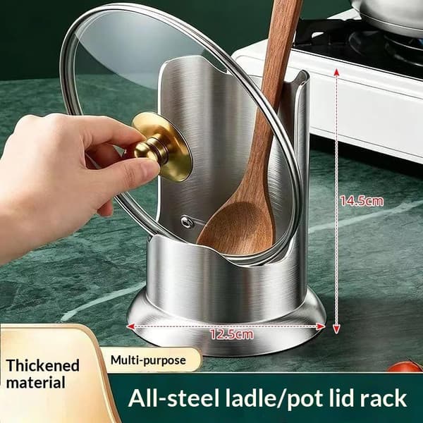 Grydelåg og skeholder i rustfrit stål, fortykket materiale, mul