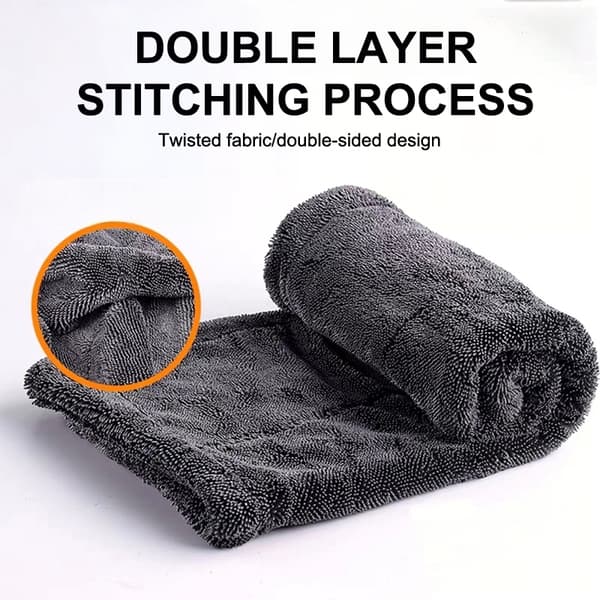 Mikrofiber tørkehåndkle vridd luv 2 sider 1200 GSM tykk Mic D