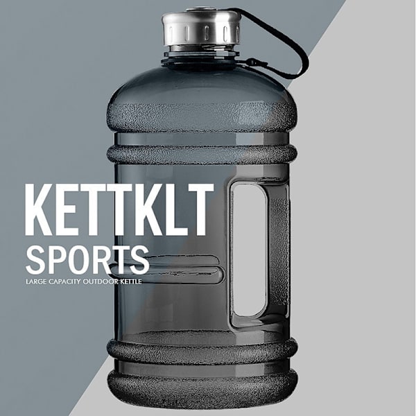 2L bærbar PETG stor kapasitet vannflaske trening sport Wor Black