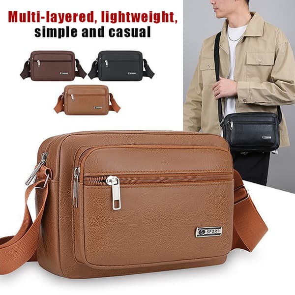 Herr Messenger Bag Mode Business Läder Väskor Herr Äkta L 6