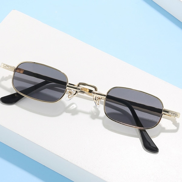 Vintage vanlig metall små firkantede briller Retro solbriller for W Gold frame gray lenses